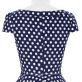 Belle Poque ahuecado de manga corta de estilo Vintage Vintage Polka Dots algodón vestido de 50 años BP000008-6